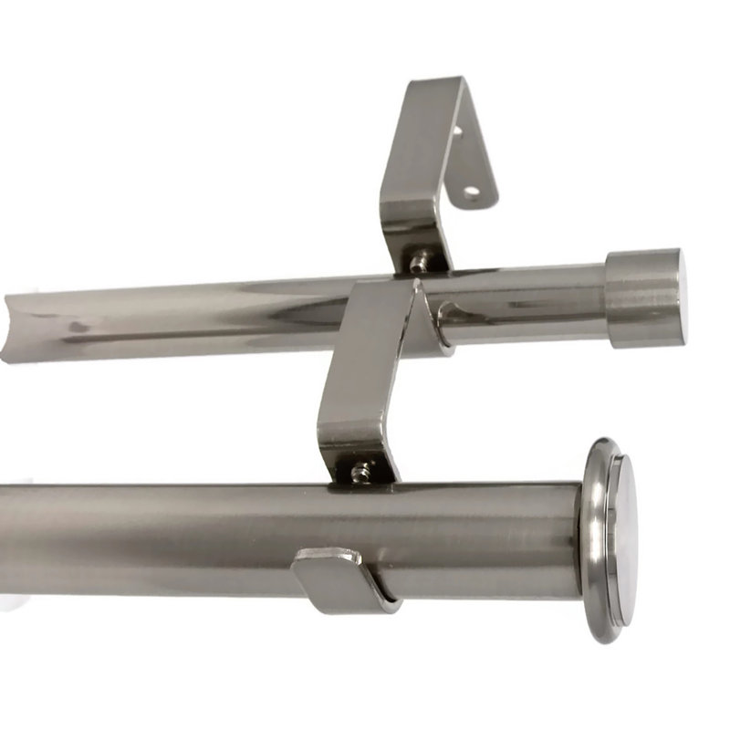 Isaias Steel Adjustable Double Curtain Rod, 1" H x 48" W x 1" D, Bronze