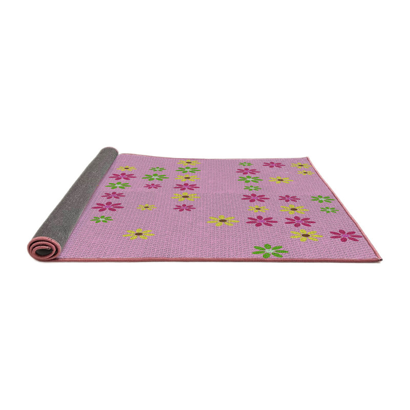 Tapis rose à motif floral Dibble, Carré 4 pi