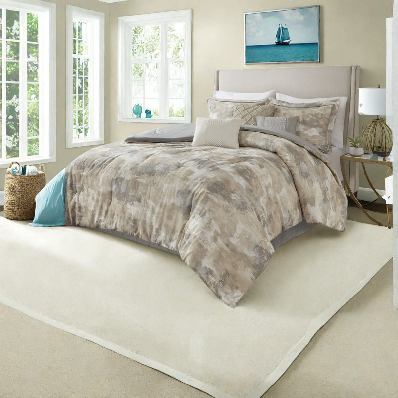 Luxurious Modern King Bedding Sets, Cotton Blend Comforter For Home