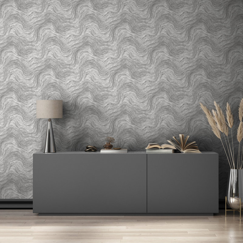 The Bricks and More Marble optic 10.05m x 53cm Matte Wallpaper Roll, Grey