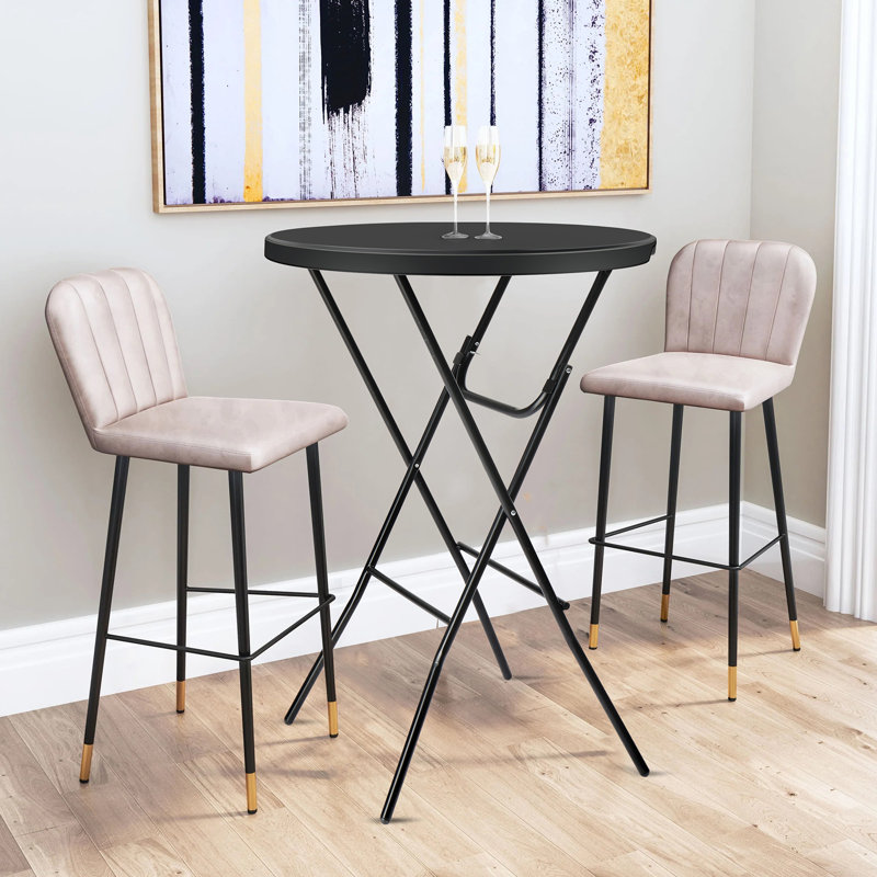 48 po Table pliante ronde en plastique, Noir, noir, noir, noir