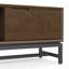 Meuble télé bas en bois massif de style Mid-Century 72 po avec 2 armoires et tablette ouverte Banting