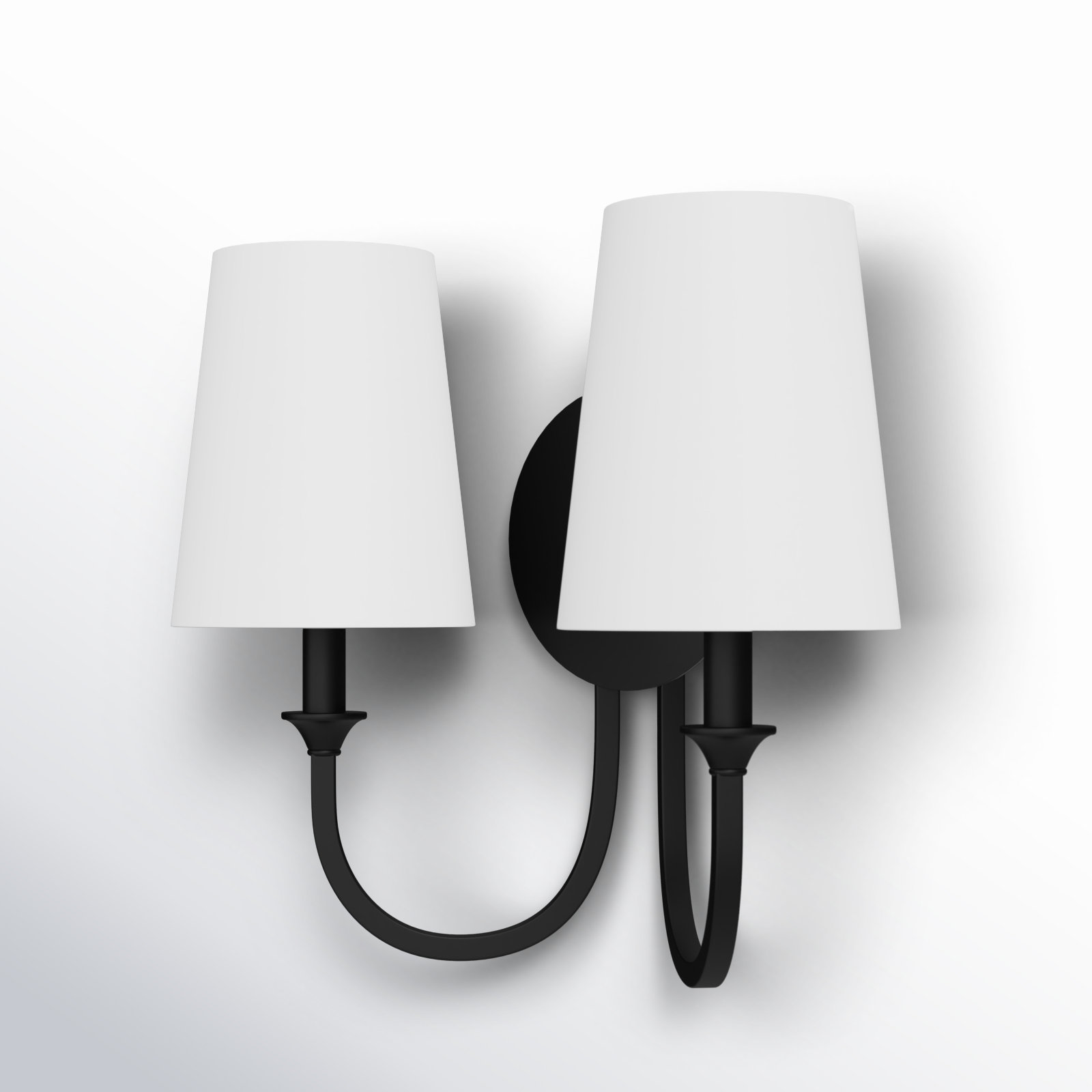 Ikenna 2 Light Dimmable Armed Sconce, Black Forged