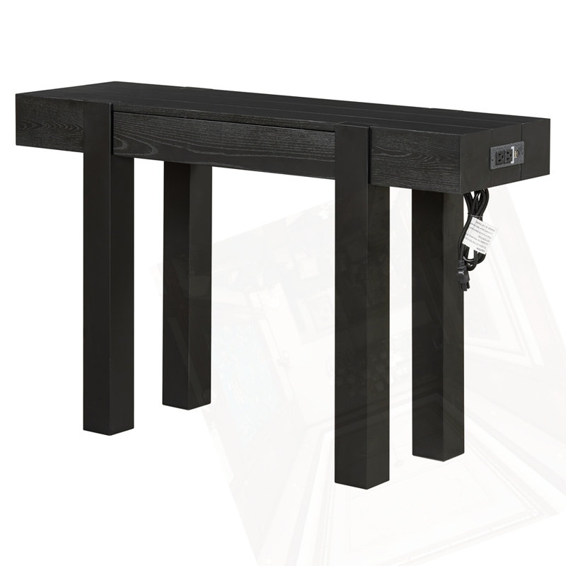 Console rustique minimaliste avec tiroir caché, Noir