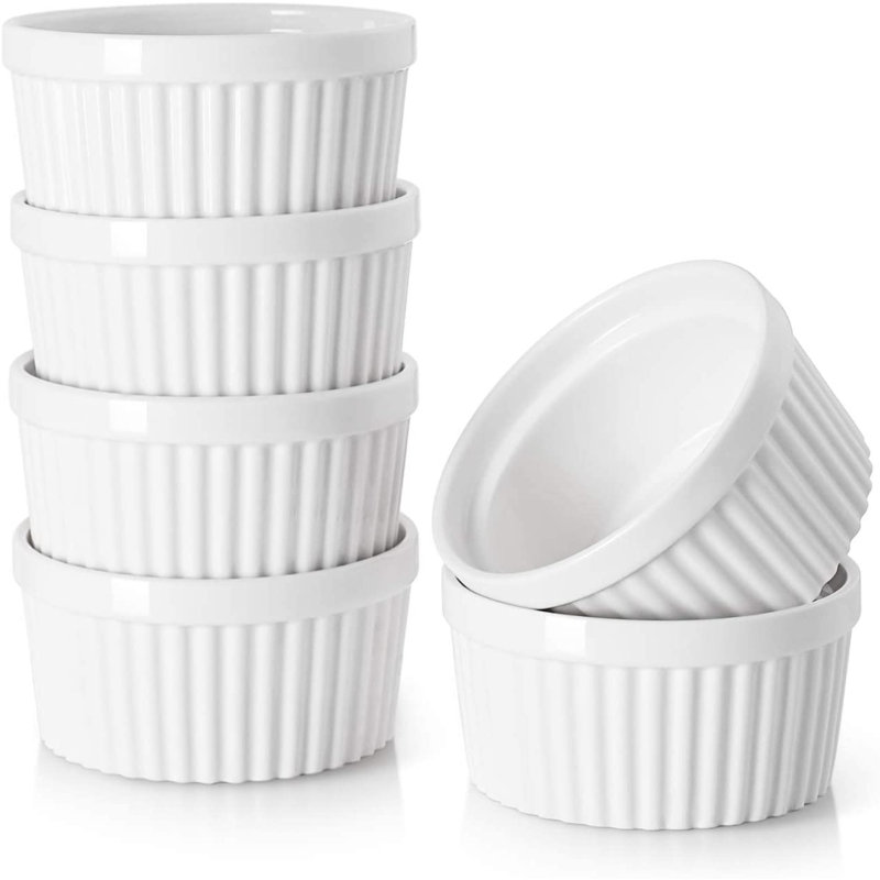 4 oz. Dowan Ramequins ronds en céramique, Blanc