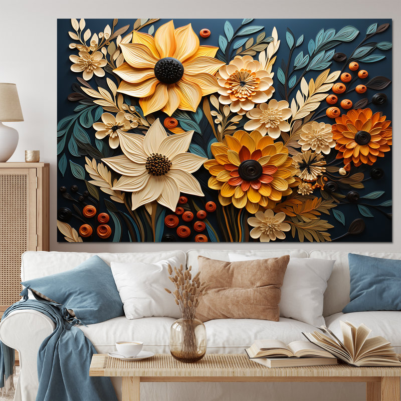Abstrait, symphonie de tournesols, art mural sur toile florale
