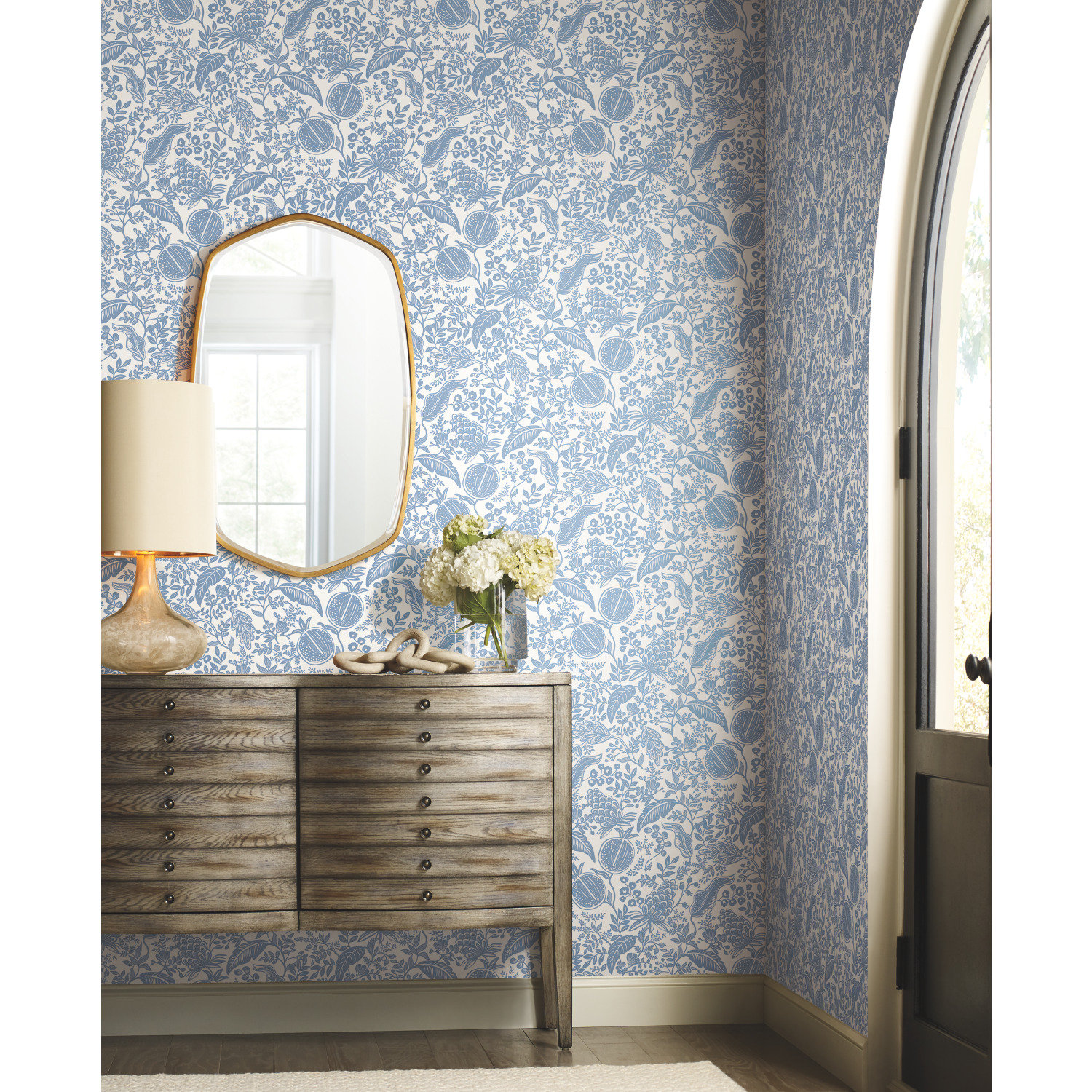 Pomegranate Wallpaper Double Roll, White/Blue