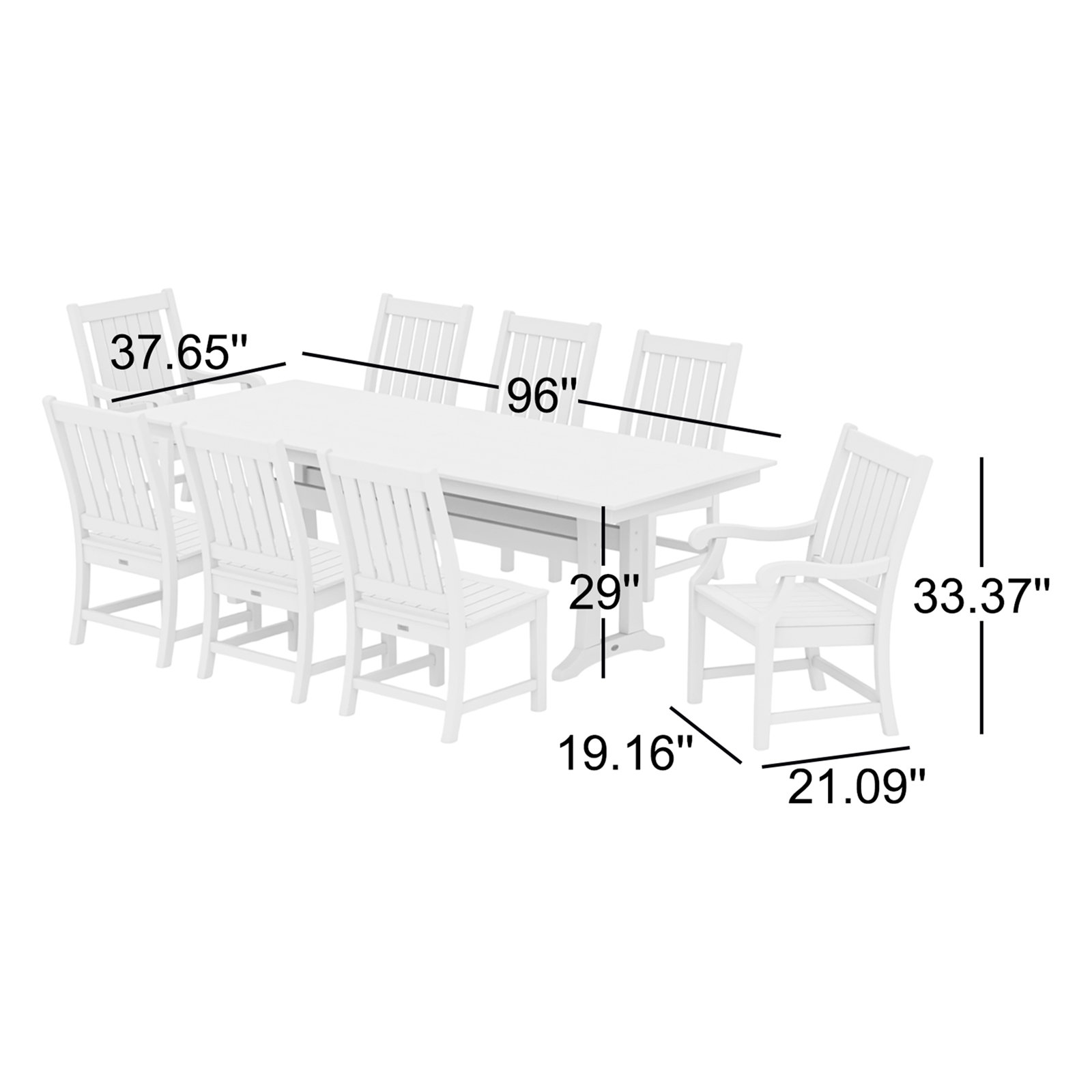POLYWOOD x Birch Lane Verlyn 9-Piece Farmhouse Dining Set with Trestle Legs, White