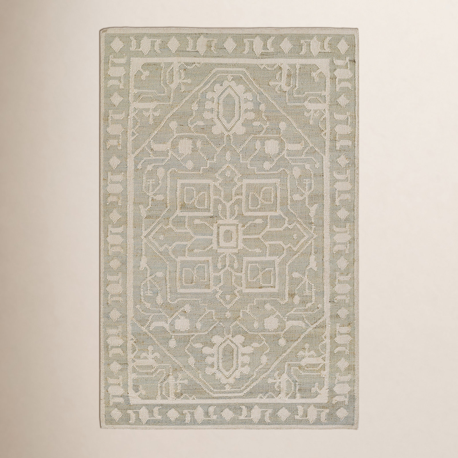 Asira Handmade Blue/Beige Rug, Rectangle 3'6" x 5'6"