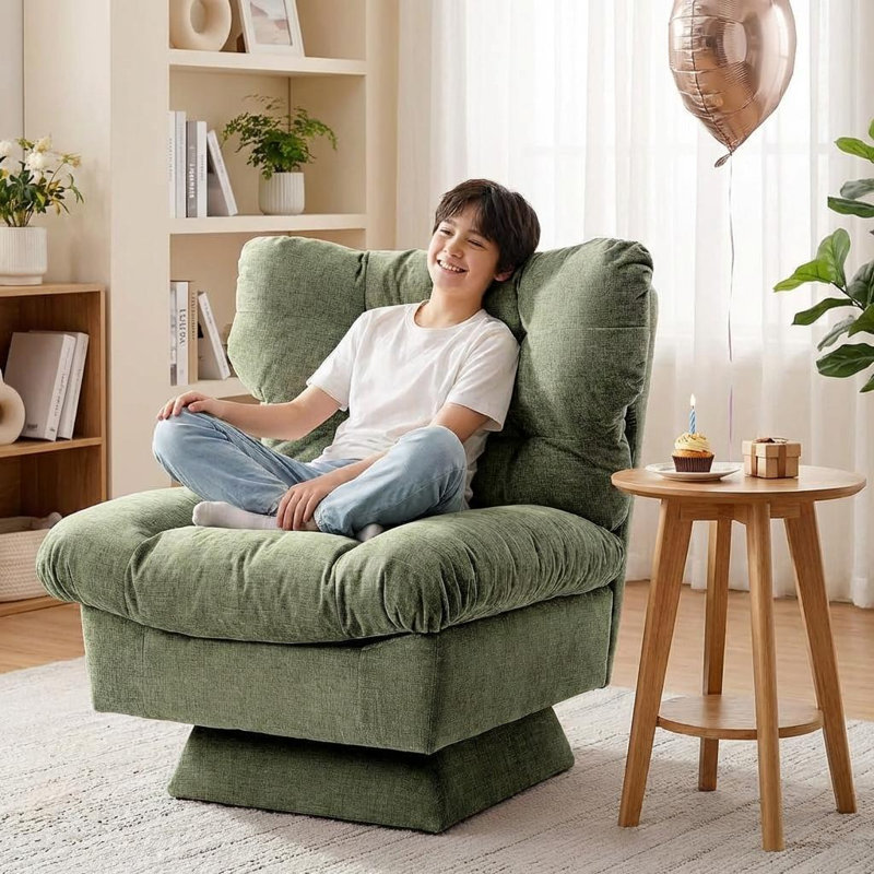 Upholstered Swivel Side Chair, Green
