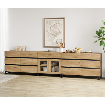 Buffet 3 en 1 moderne avec tablettes réglables et 13 tiroirs, armoire à café pour le salon, cuisine