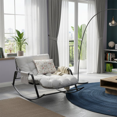 Modern Classic Rocking Chair with Metal Frame and Cushion