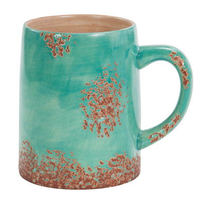 Patina Turquoise Ceramic Rustic Southwestern 4 Piece Mug Set