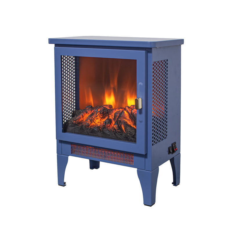 17 inch Freestanding Electric Fireplace Stove heater with 3D Flame effect,Classic Blue