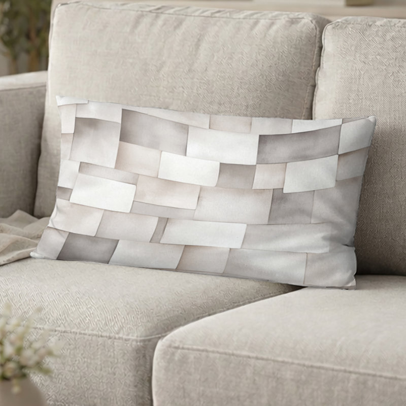 Coussin décoratif géométrique - Coussin gris, H 12 po x l 20 po