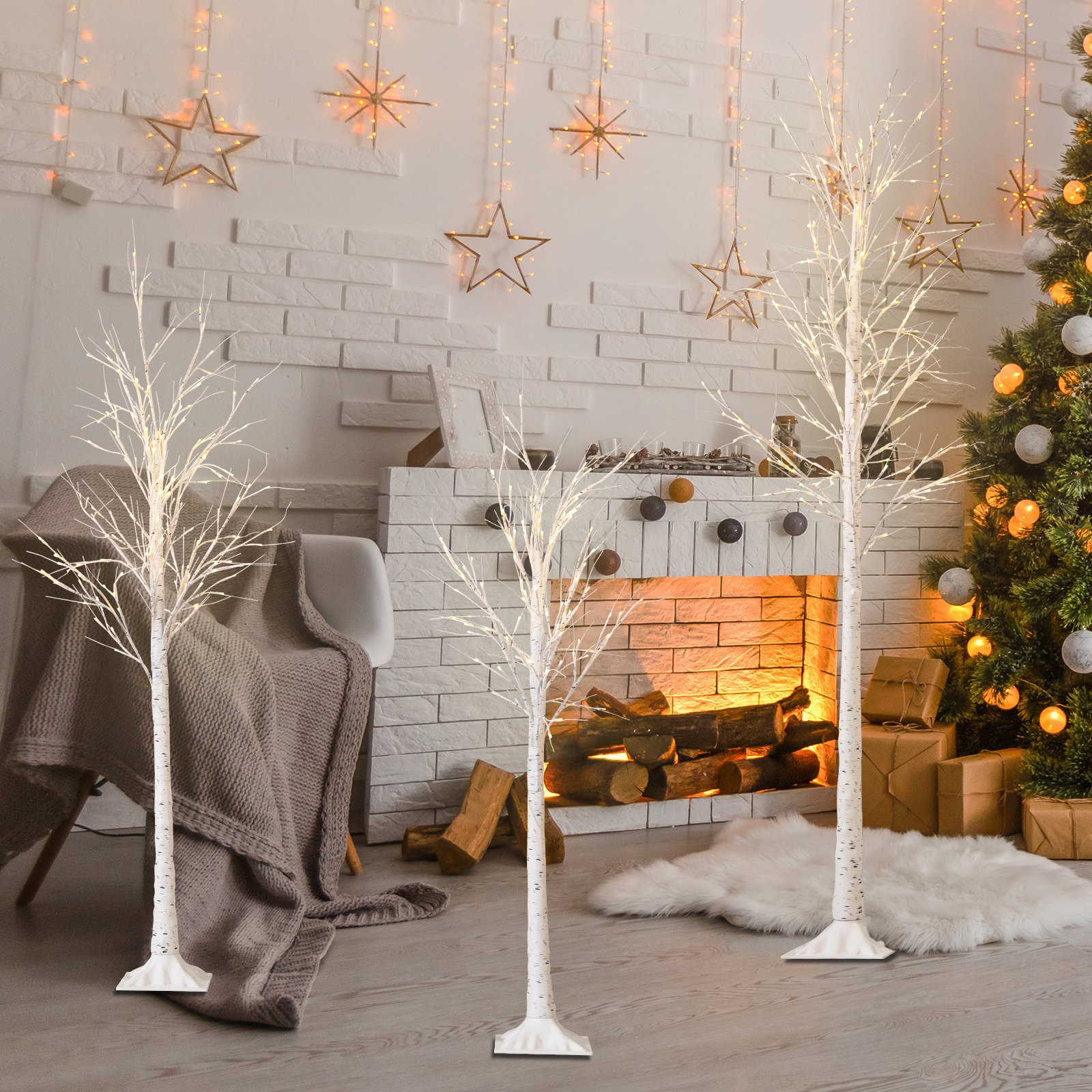 The Holiday Aisle® 3 Pieces Set Led Lighted Trees & Branches Wayfair