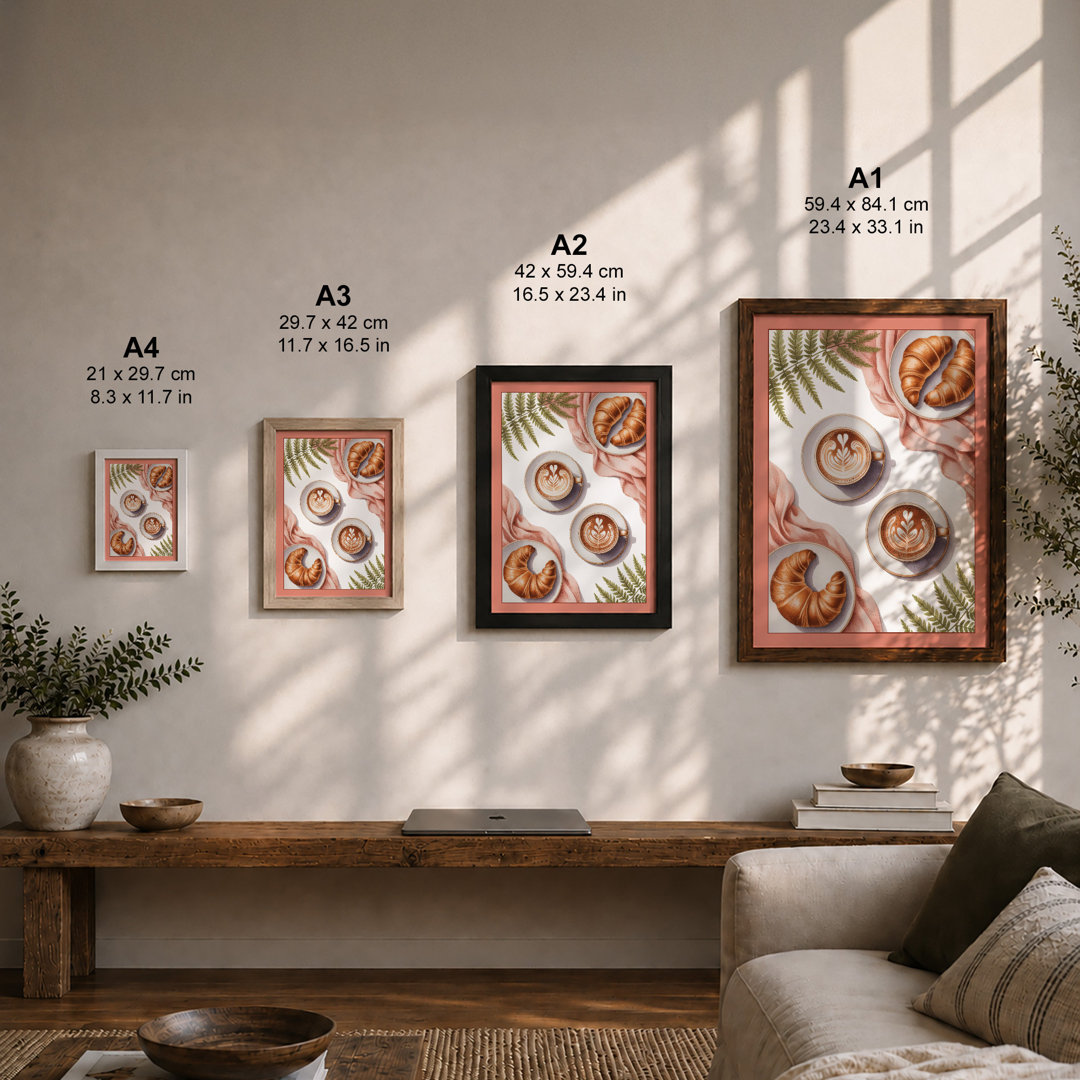 Coffee and Croissants Modern - Framed Print