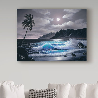 Fikes 'Coast Line 8' Oil Painting Print on Wrapped Canvas