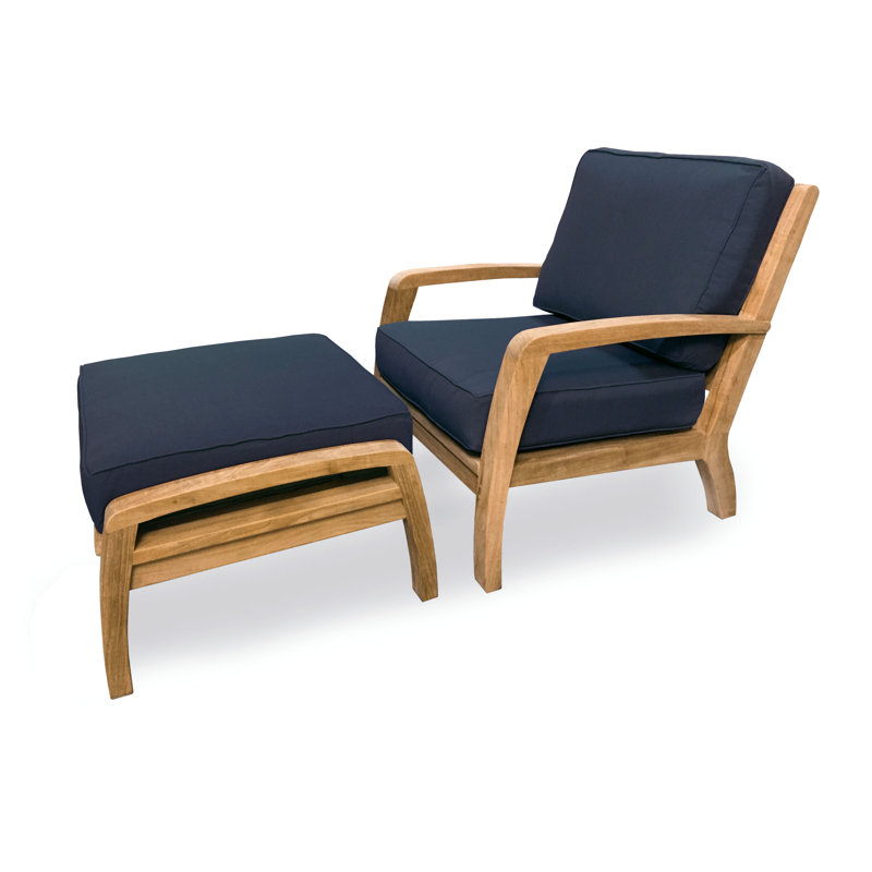 Repose-pieds d'extérieur avec coussin Somerset, Toile bleu marine Sunbrella®