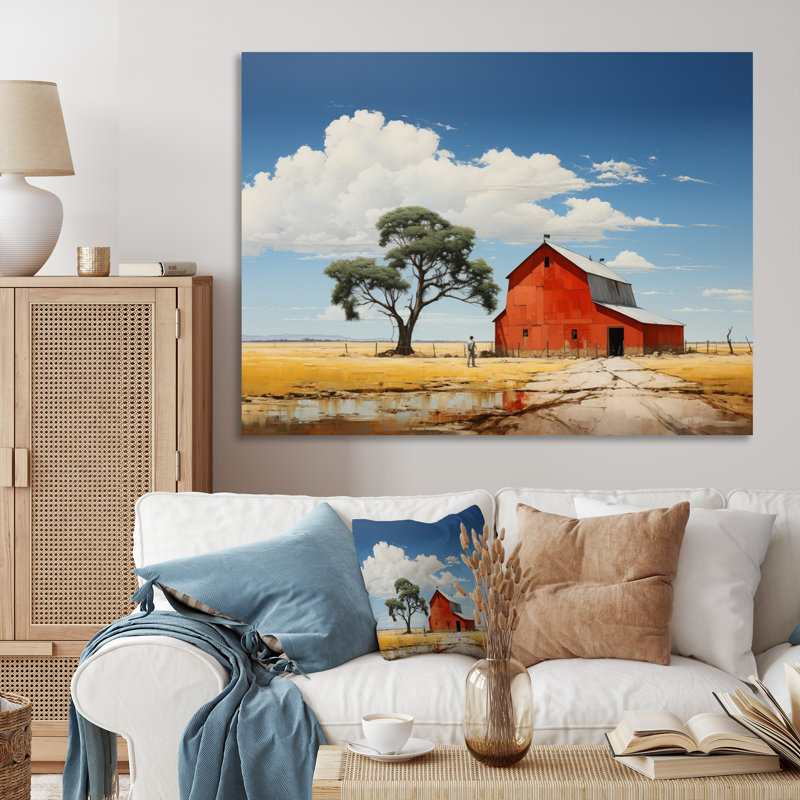 " Landscape Barns Rural Patchwork III ", H 16 po x l 32 po, Toile tendue