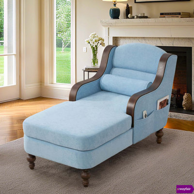 Alhertine 27.17" W Elegant Upholstered Chaise with Chenille Fabric & Side Storage by Latitude Run