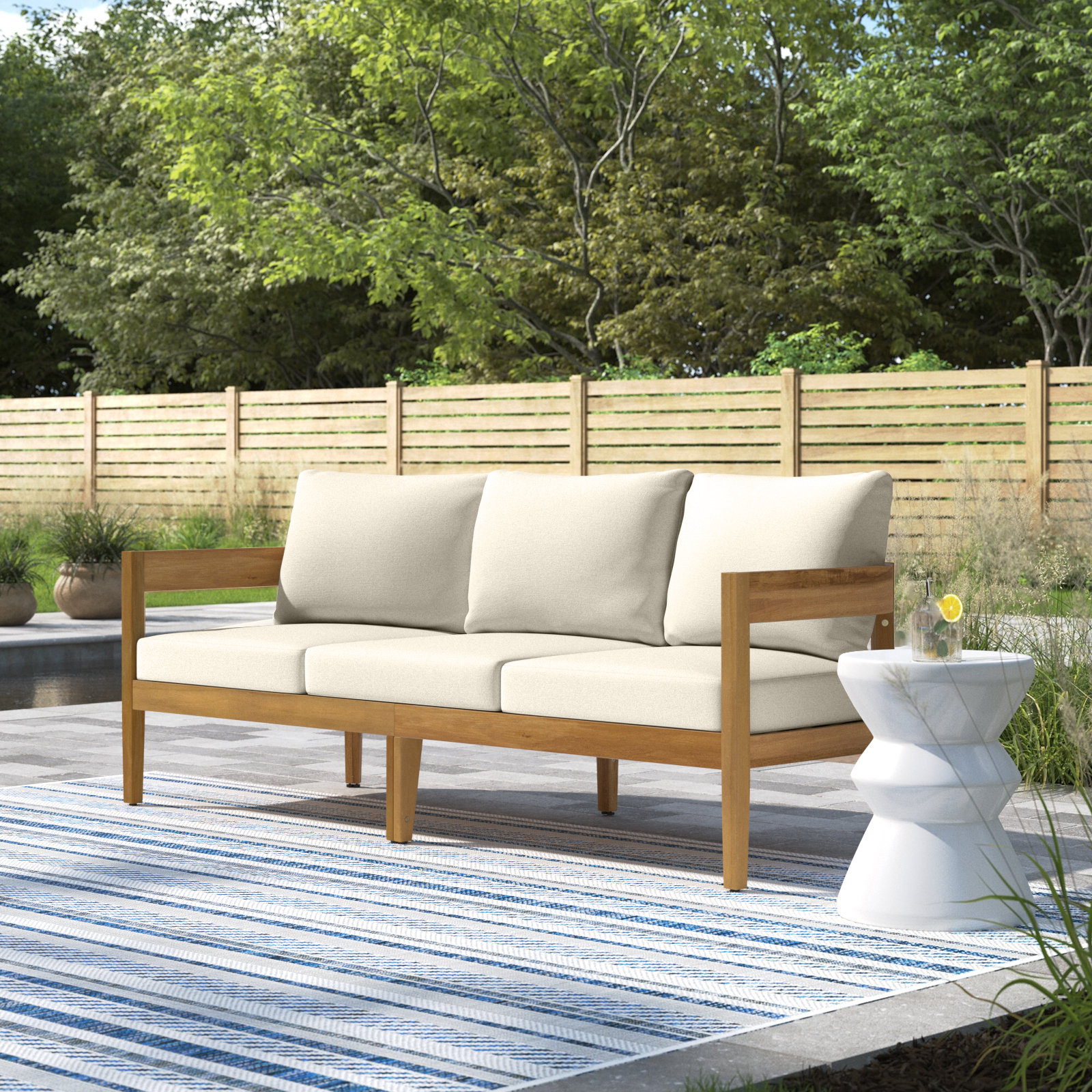 Sand Stable™ Matilda Wide Outdoor Patio Sofa with Cushions