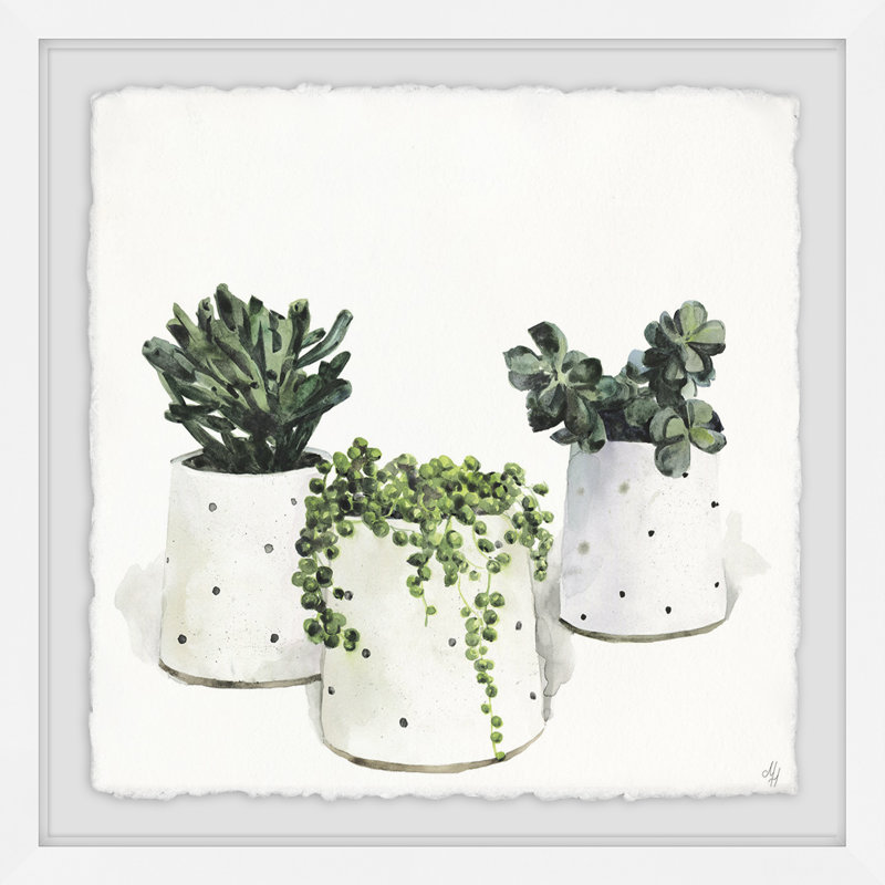«Dots Pots», reproduction d'aquarelle encadrée, H 32 po x l 32 po x P 1,5 po