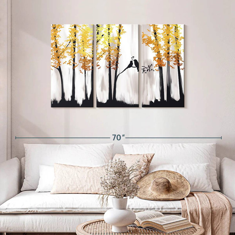 Alvord Golden Forest Birds, H 28 po x l 45 po