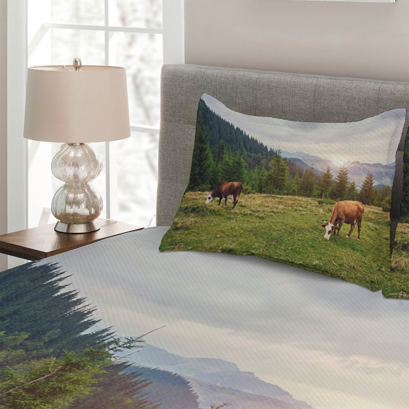 Rustic Polyester Coverlet, King Bedspread + 2 Shams