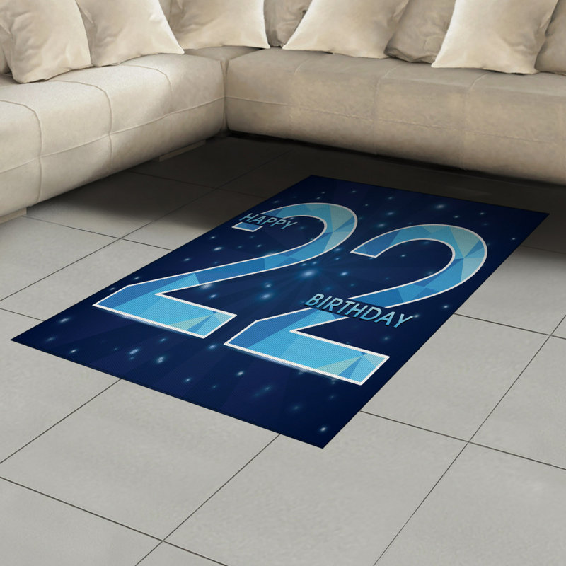22Nd Birthday Flatweave Navy Area Rug, Rectangle 4' x 5'8"