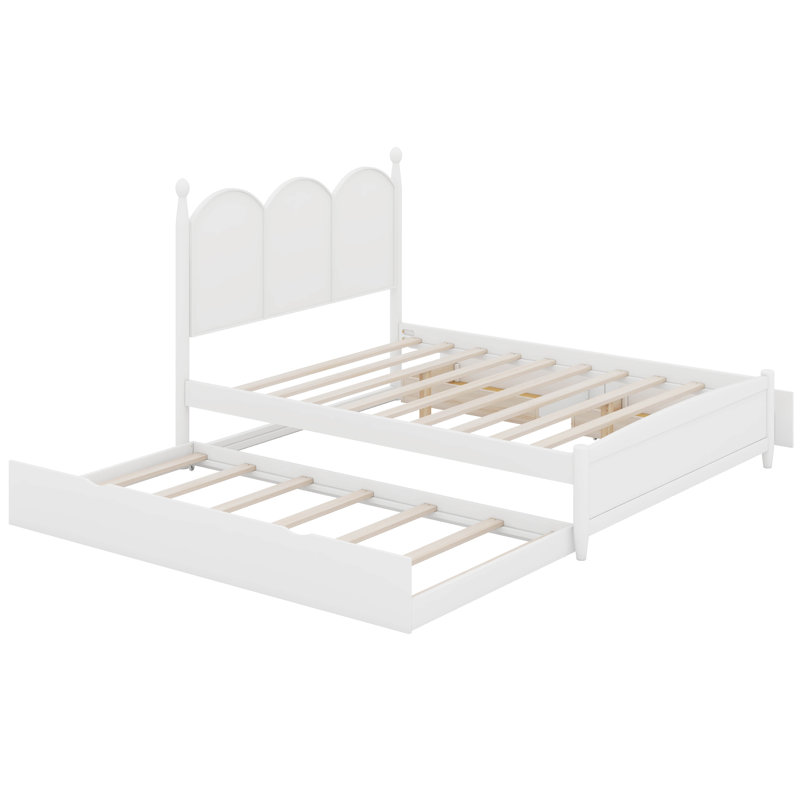  Lit plateforme grand avec 2 tiroirs Gralf, lit simple TG, Blanc