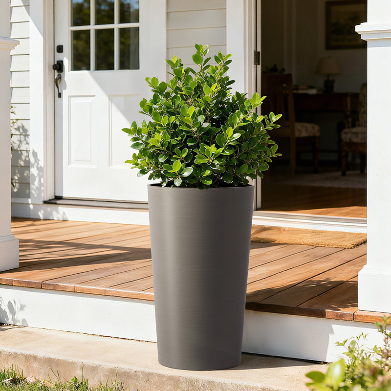2 Pack Tall 21.7 In Planters For Outdoor Plants Modern Tall Square Planter Box Indoor Outdoor Porch Patio Flower Pot Modern Big Tapered Matte Tree Flower Pot For Garden