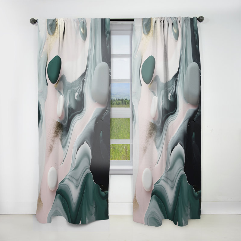 Gavrila - Green And White Contemplative Abstraction I - Modern Curtain - Velvet Room Darkening - 1 panel, 52" W x 90" L