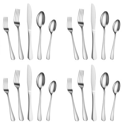 Ensemble de couverts 20 pièces, couverts pour 4 personnes, couverts en acier inoxydable de qualité alimentaire, ensembles d'ustensiles pour la maison, fini satiné poli