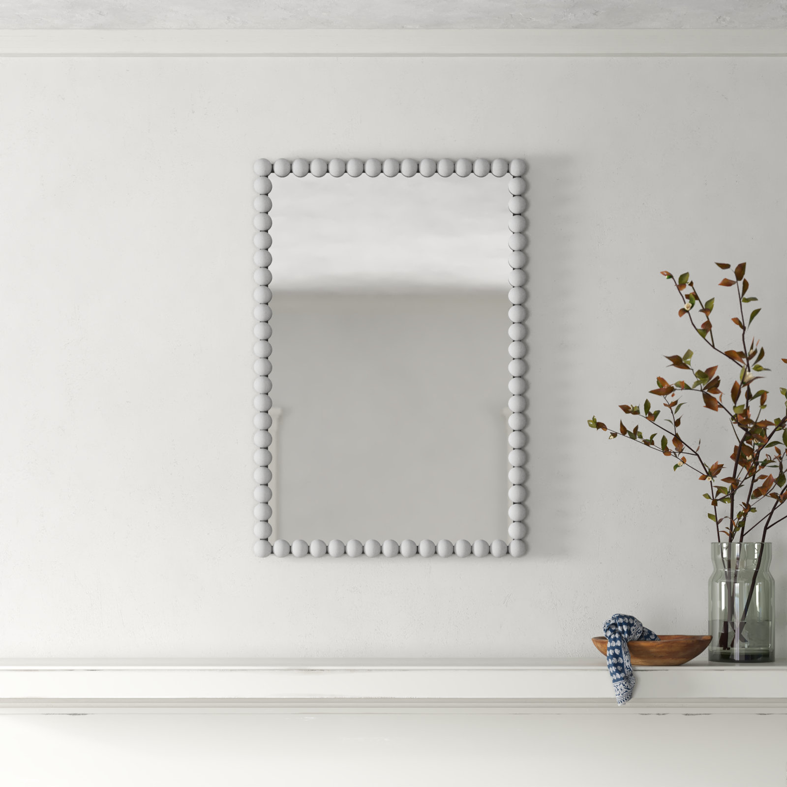 Sanne Metal Mirror, Matte White, 30" H x 20.5" W