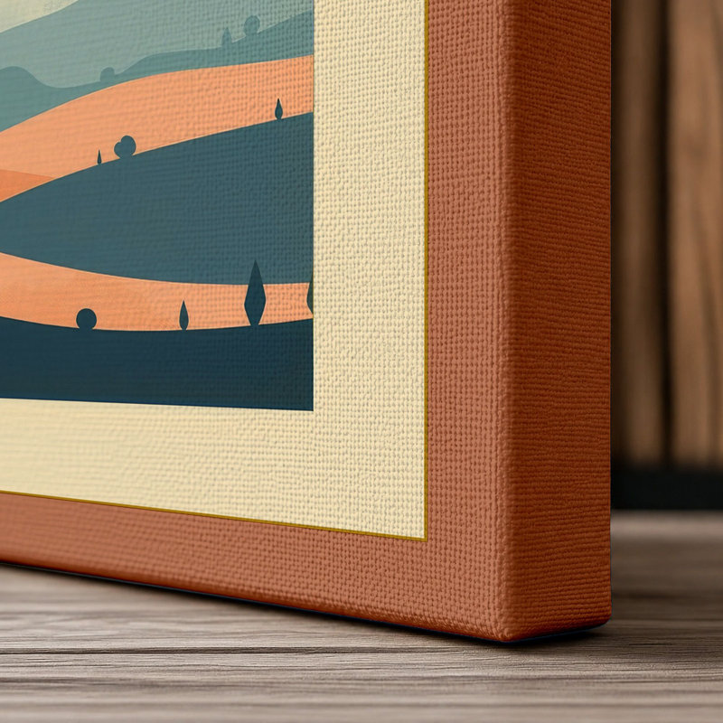 Balloon Over Mountains Retro - Wrapped Canvas, 18x12 - 45.7 x 30.5 cm, Terracotta Border