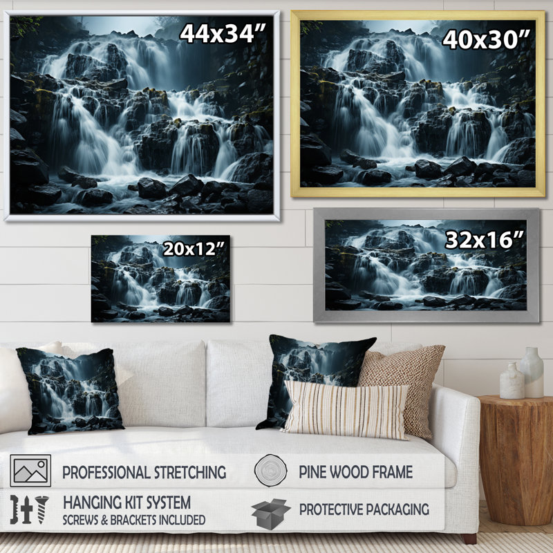 Waterfall Eernal Cascade IV, reproduction d'art sur toile, H 12 po x l 20 po x P 1 po, Toile tendue