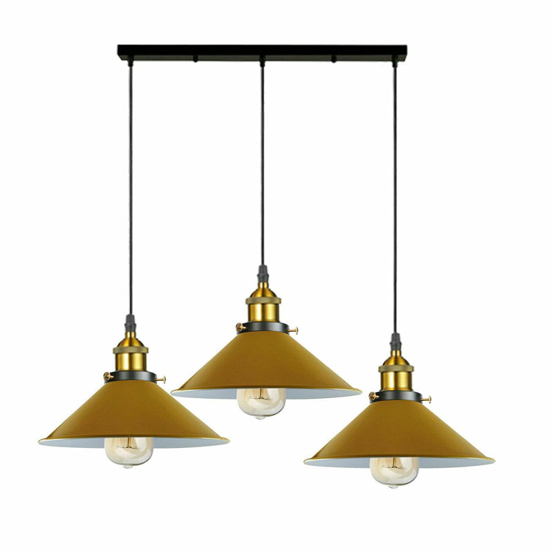 Modern Industrial Latshaw 3-Light Island Cone Ceiling Pendant – Adjustable Lighting for Kitchen & Dining Rooms by Mercury Row