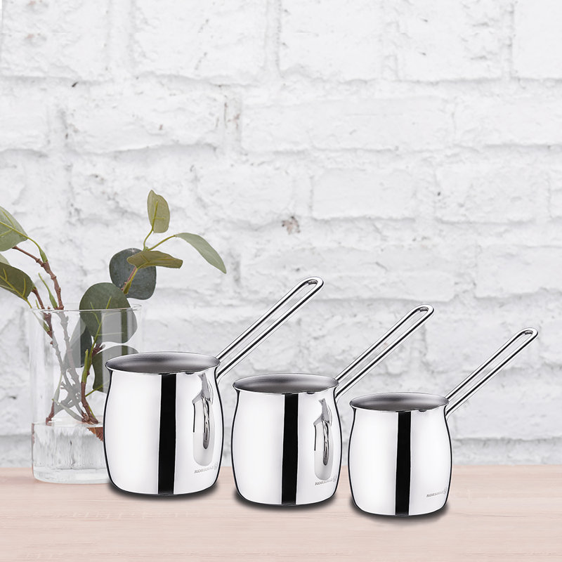 Ensemble de cafetière turque en acier inoxydable 3 pièces Korkmaz Tombik