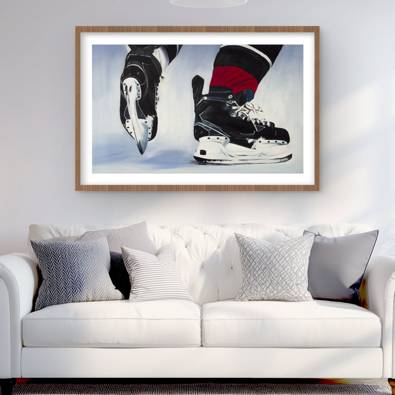 Reproduction matelassée encadrée de joueur de hockey | Man Man Home Decor