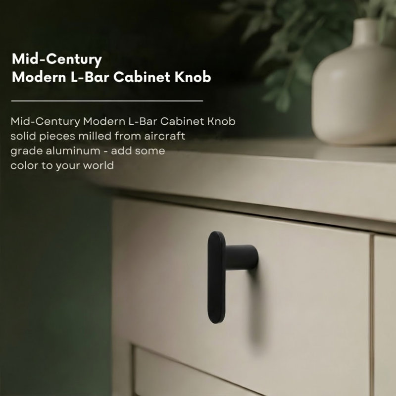 2" Bar Knob, Charcoal (Black), 1"