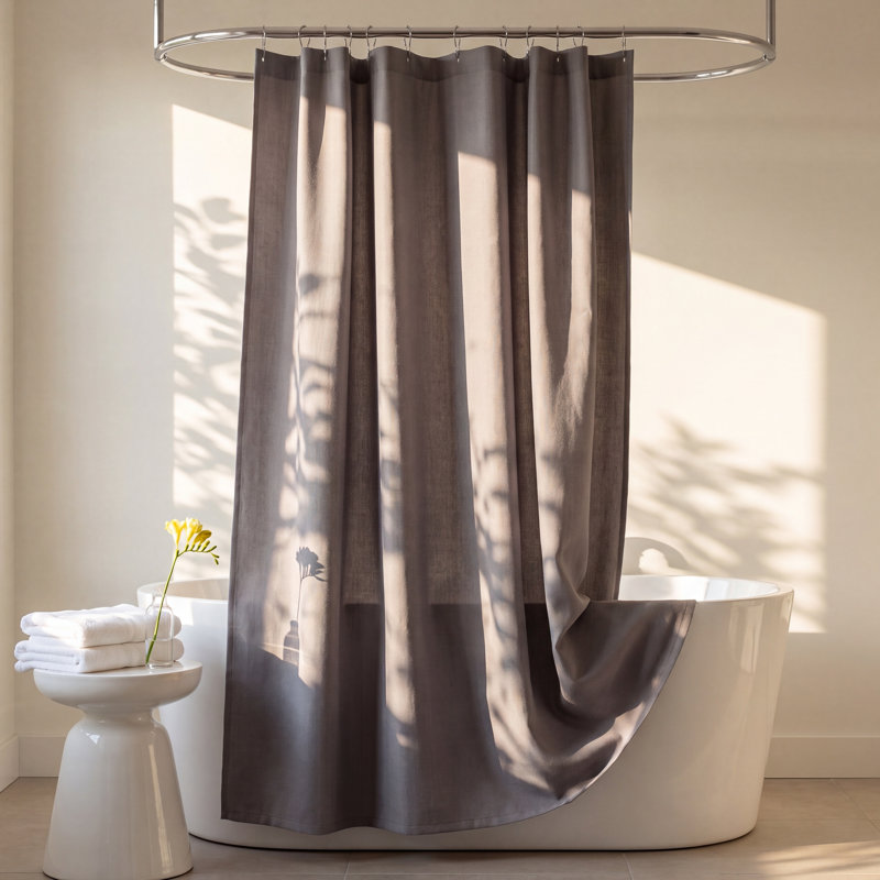 Kendo Linen Shower Curtain, Slate Gray