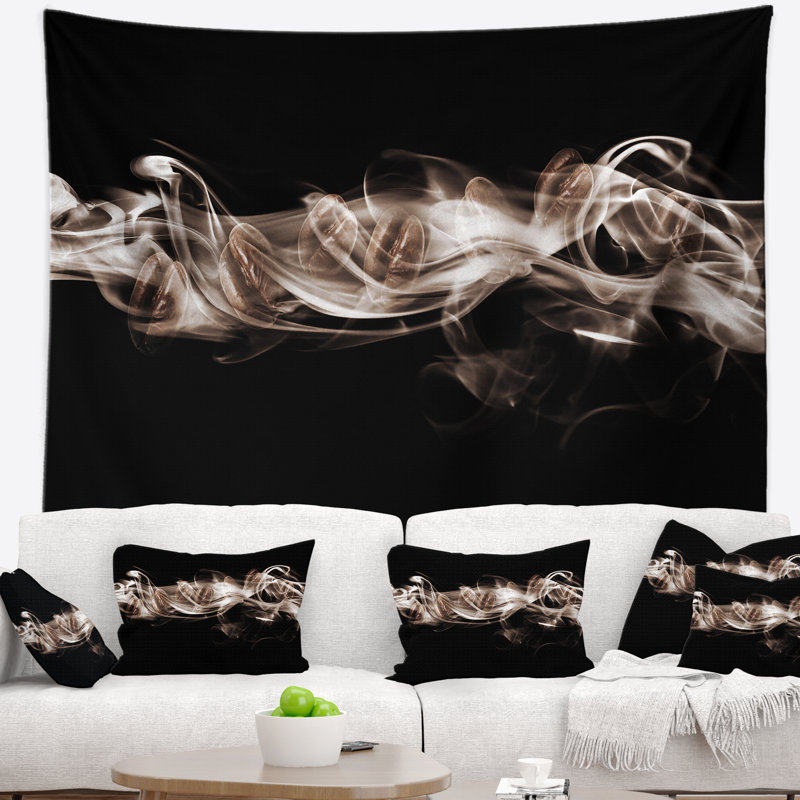 Tapisserie fumée blanche fractale, H 50 po x l 60 po