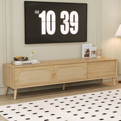 TV Stand For Tvs Up To 80'' Modern Farmhouse Media Console Entertainment Center With Solid Wood Legs