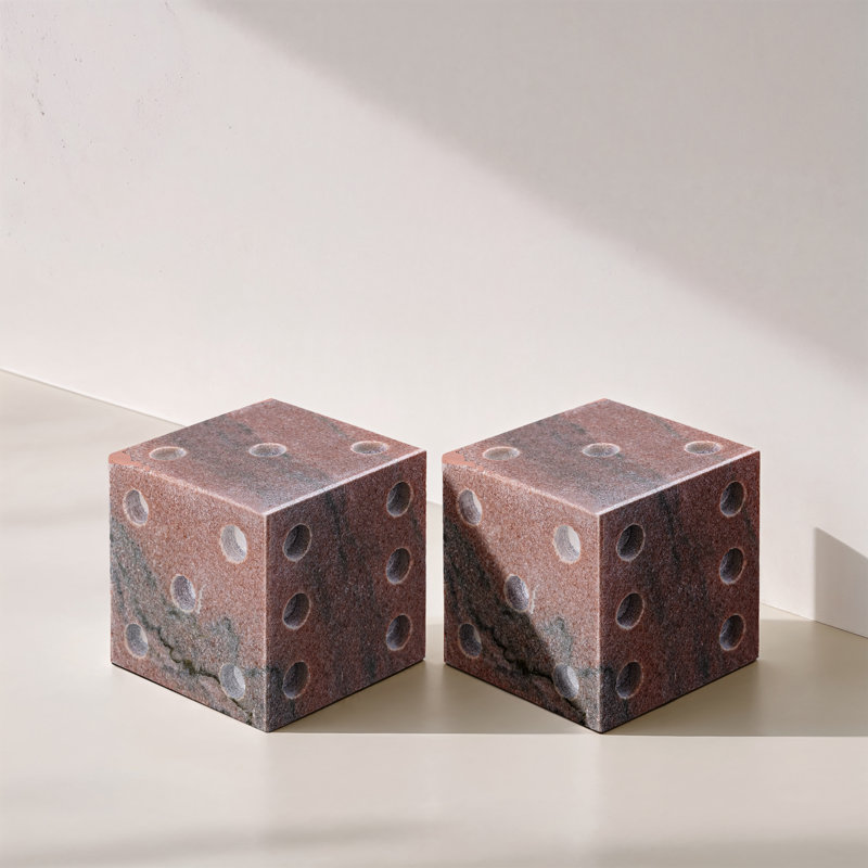 Dice Marble Abstract Figurines & Sculptures, Pink