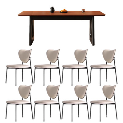 Table de salle à manger rectangulaire en bois massif avec pieds noirs