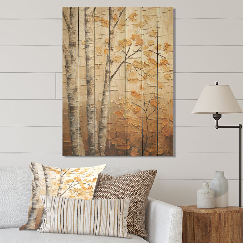 Minimalisme américain Basswood Tree II - arbre sur bois, H 40 po x l 30 po