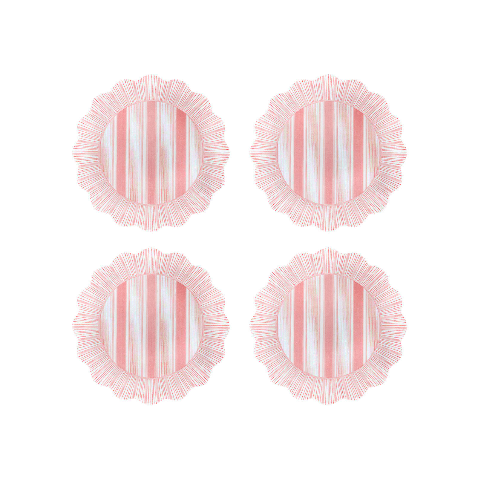 Cabana Stripe Melamine Dessert/Salad Plates, Coral