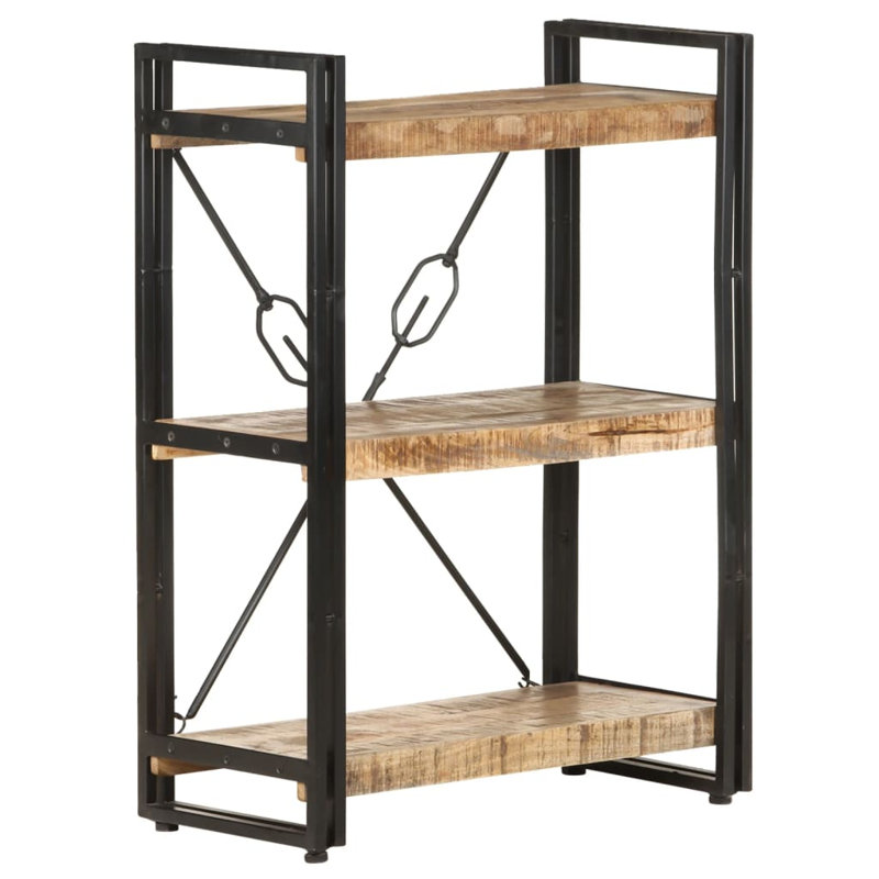 Bibliothèque en bois de manguier massif, Naturel, H 31,5 po x l 23,62 po x P 11,81 po