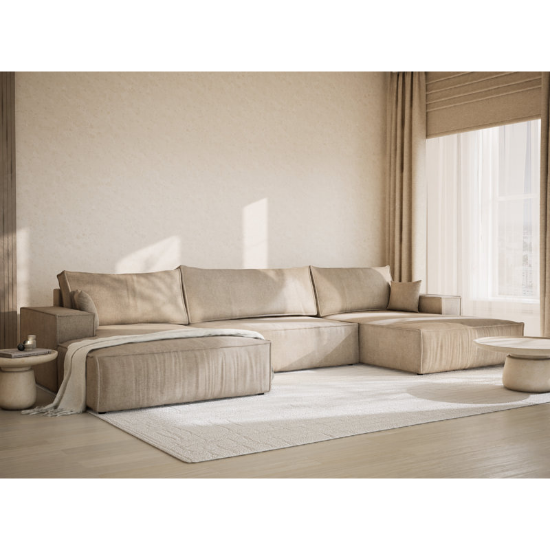 6 Seater Reclining Corner Sofa , Beige